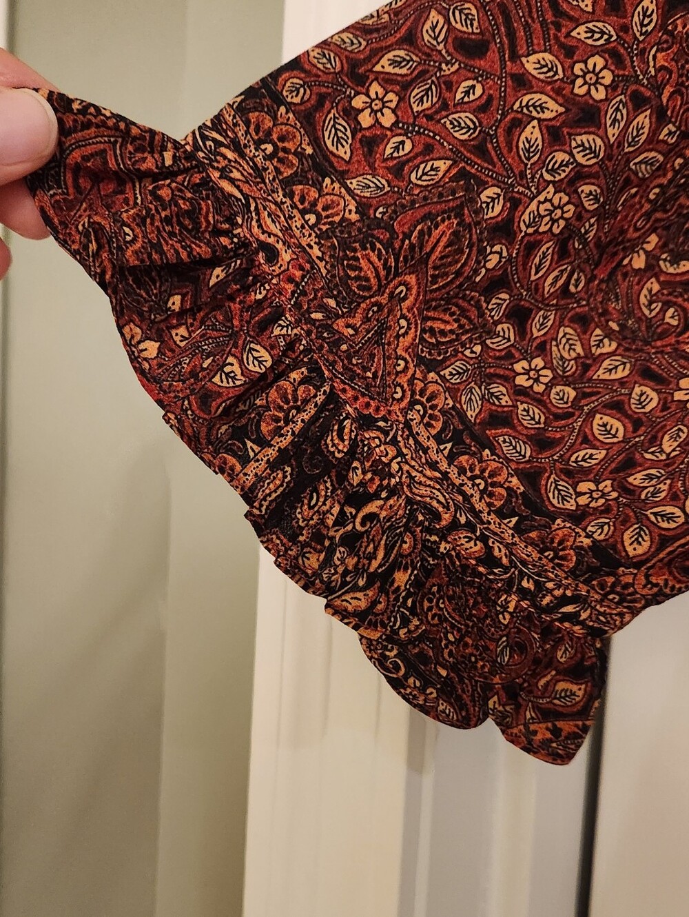 Anthropologie Pinnacle Made In India Detailed W Silk Fall Vibes High-Low Midi - Picture 11 of 15